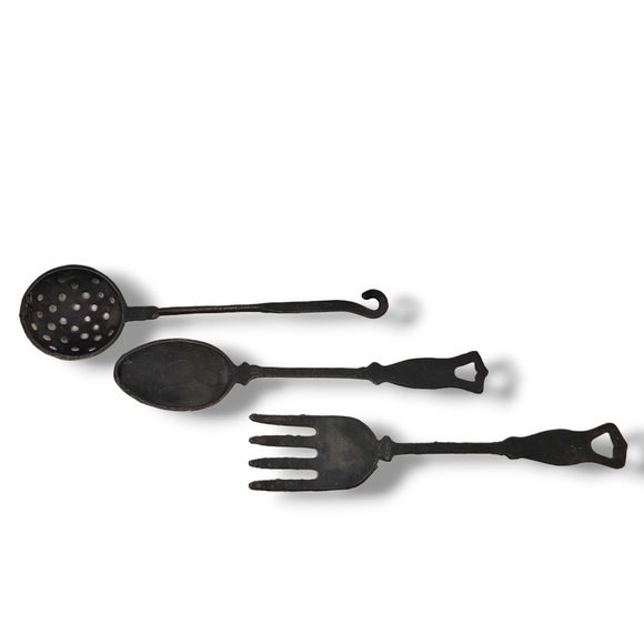 Kitchen Vintage 3pc Cast Iron Hanging Utensils Poshmark